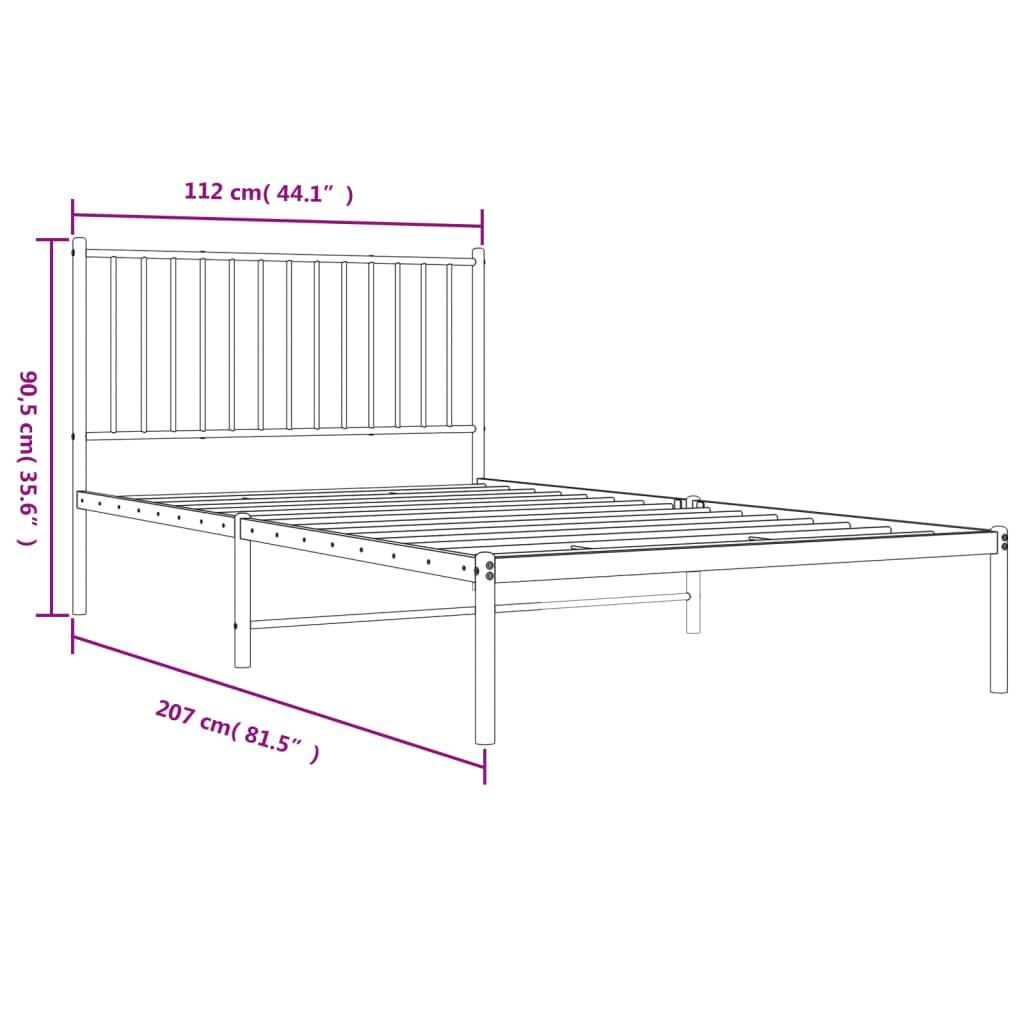 Metal Bed Frame without Mattress with Headboard Black 107x203 cm King Single