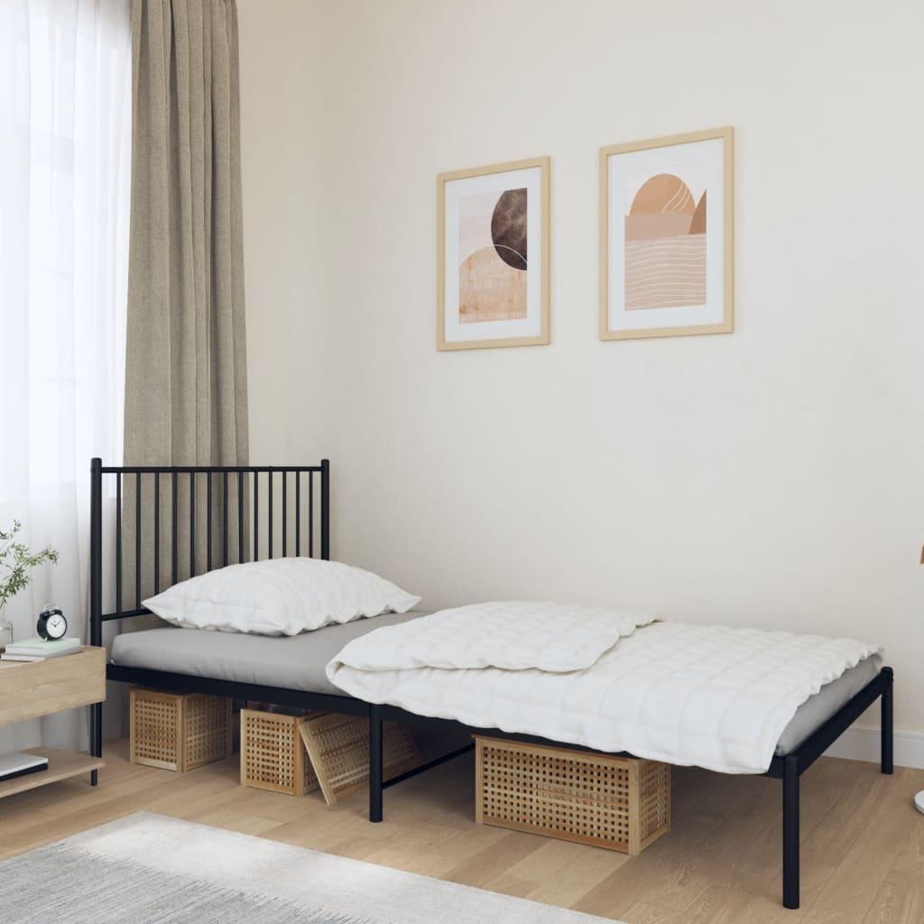 Metal Bed Frame without Mattress with Headboard Black 107x203 cm King Single