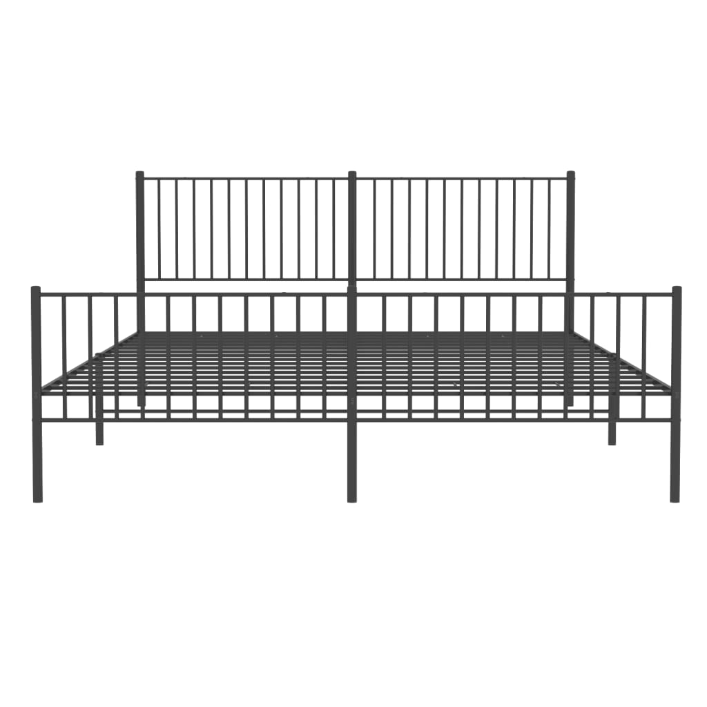 Metal Bed Frame without Mattress with Footboard Black 183x203 cm King