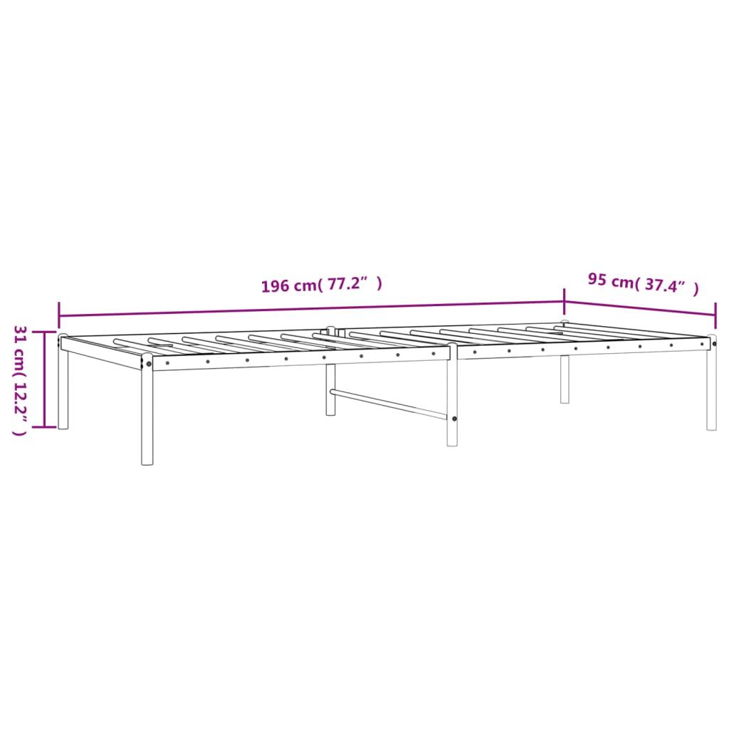 Metal Bed Frame without Mattress White 90x190 cm