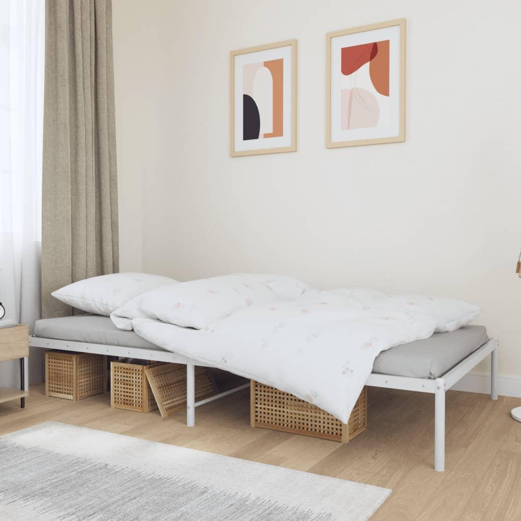 Metal Bed Frame without Mattress White 107x203 cm King Single