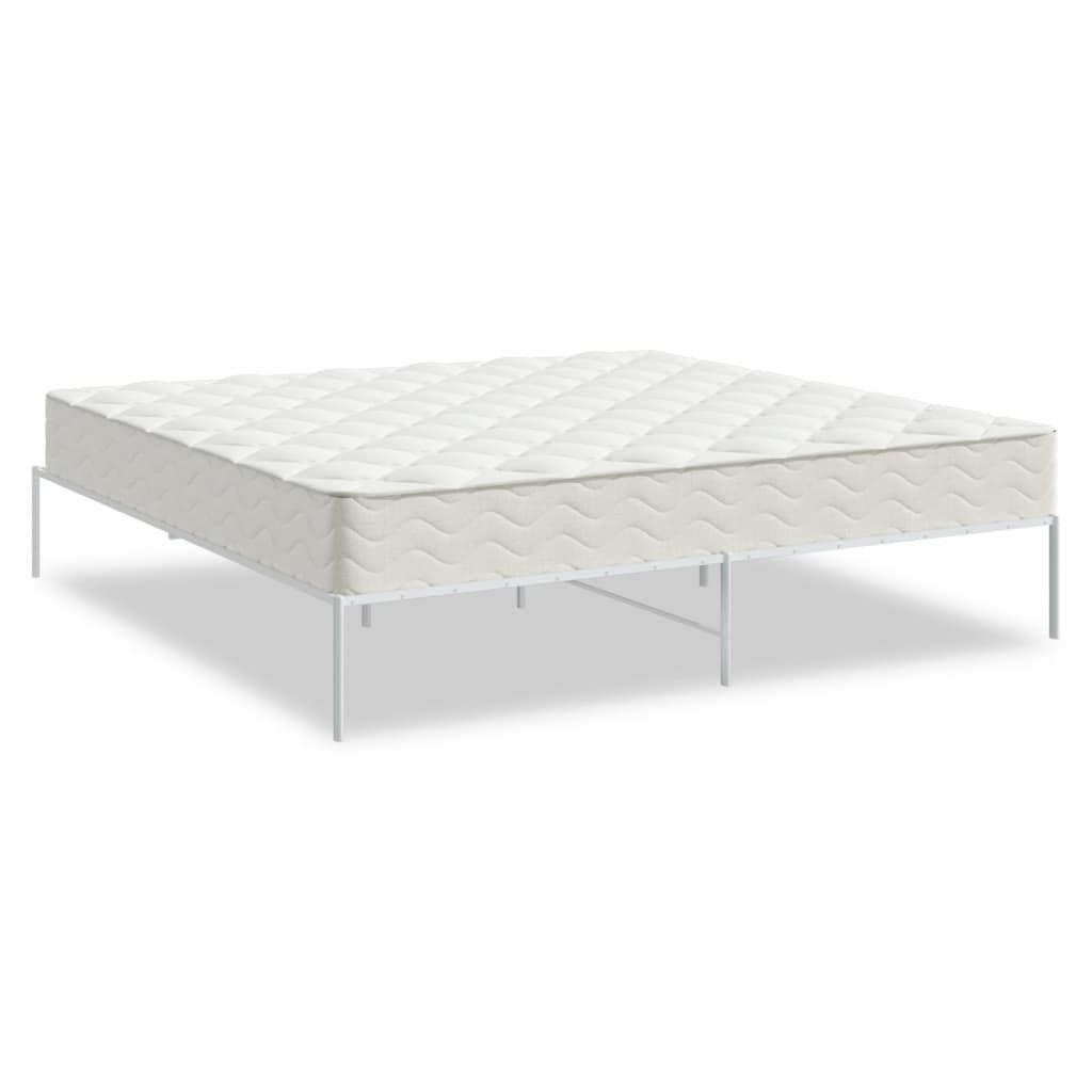Metal Bed Frame without Mattress White 183x203 cm King