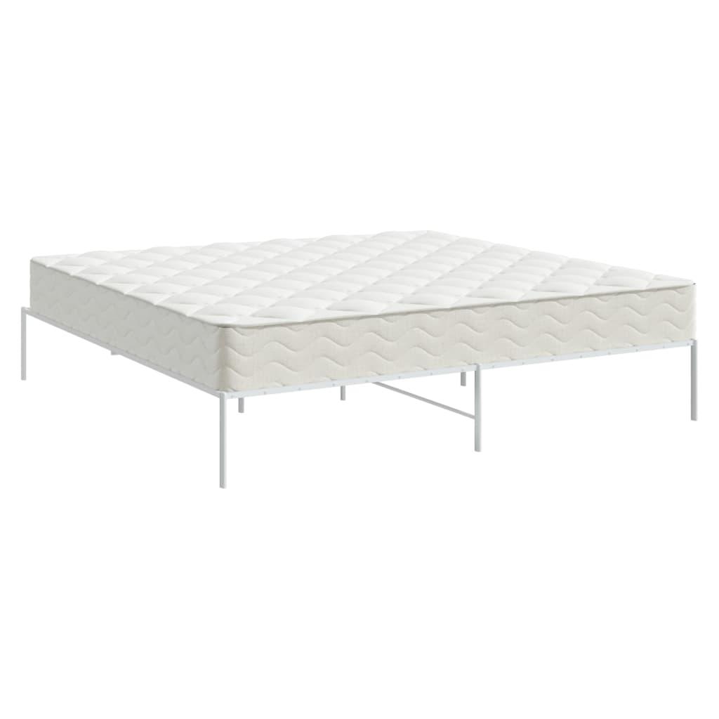 Metal Bed Frame without Mattress White 183x203 cm King