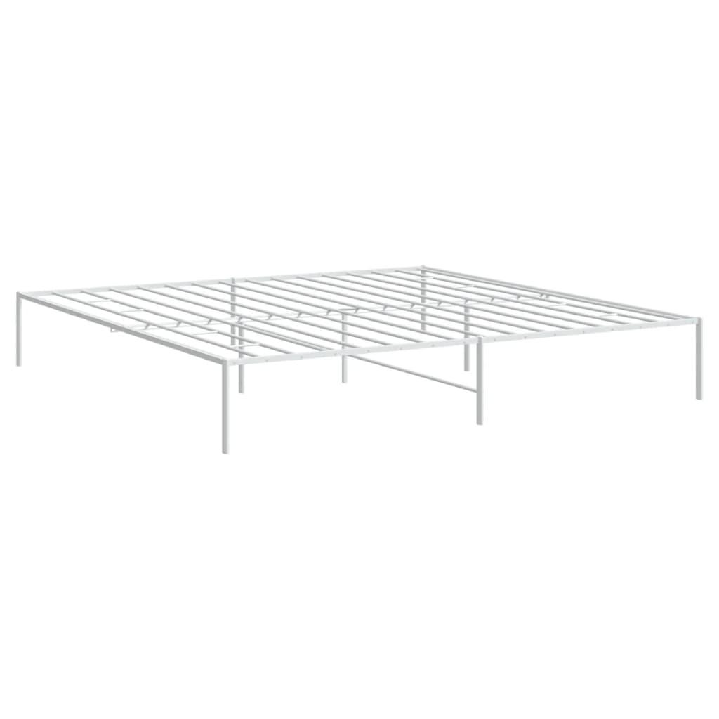 Metal Bed Frame without Mattress White 183x203 cm King