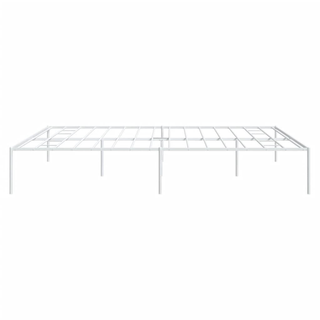 Metal Bed Frame without Mattress White 183x203 cm King
