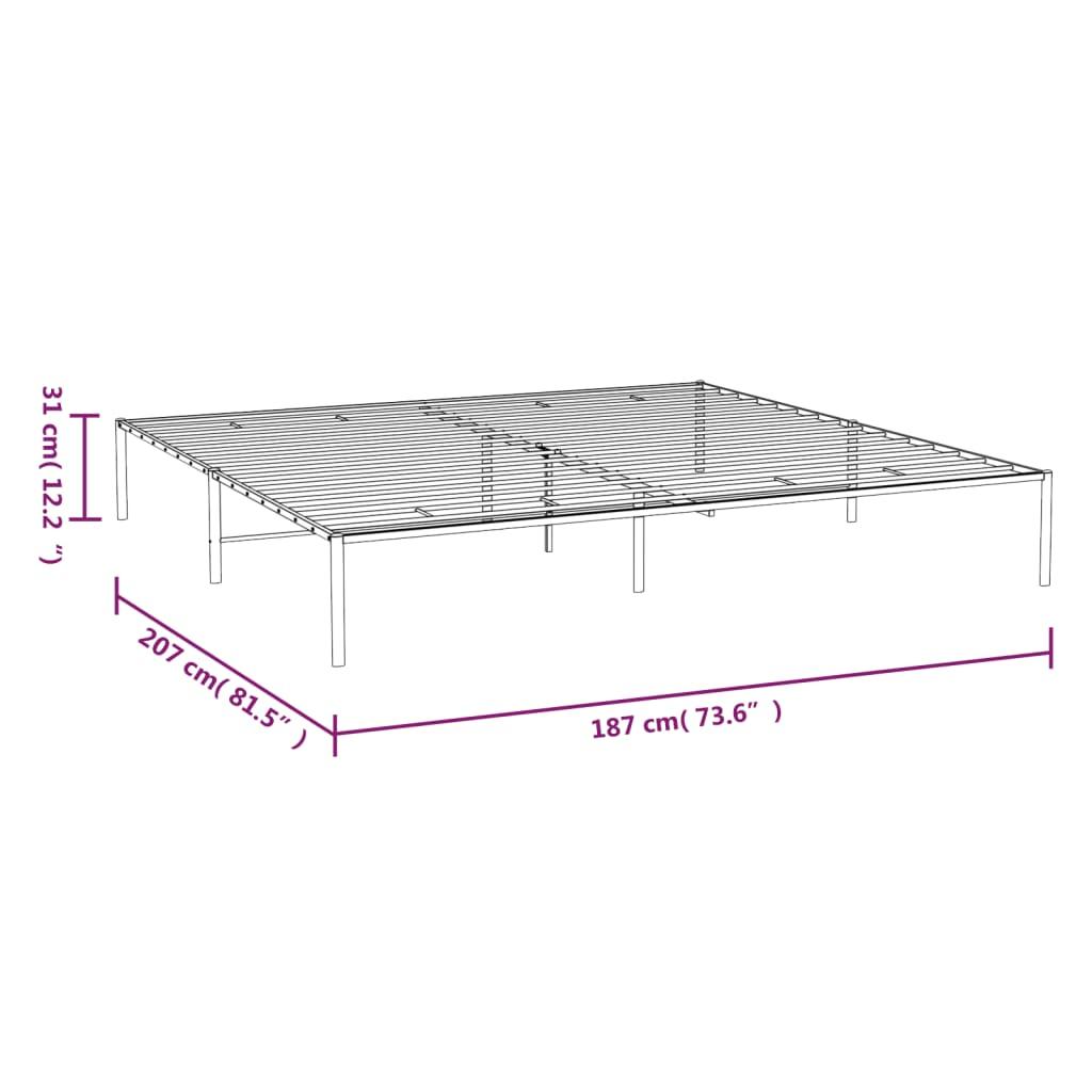 Metal Bed Frame without Mattress White 183x203 cm King