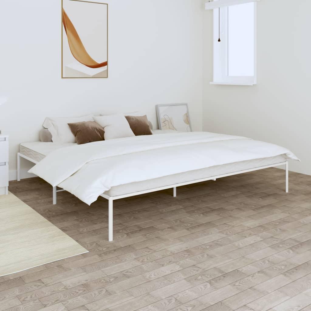 Metal Bed Frame without Mattress White 183x203 cm King