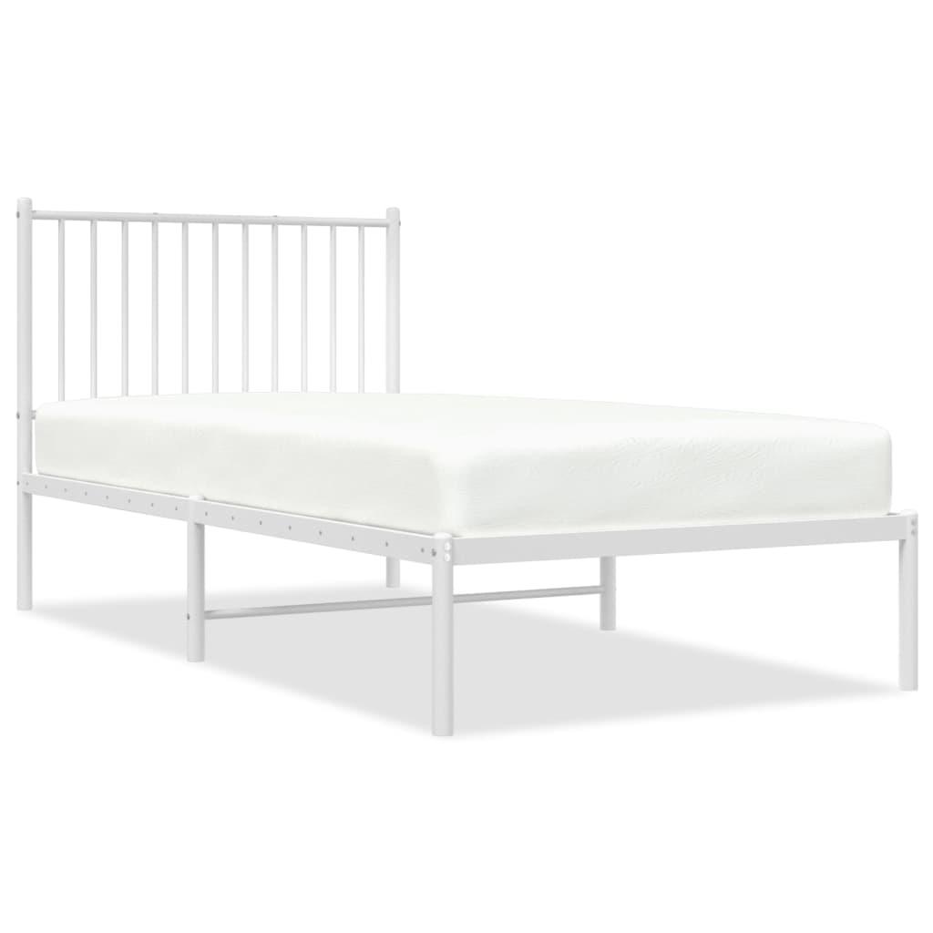 Metal Bed Frame without Mattress with Headboard White 90x190 cm
