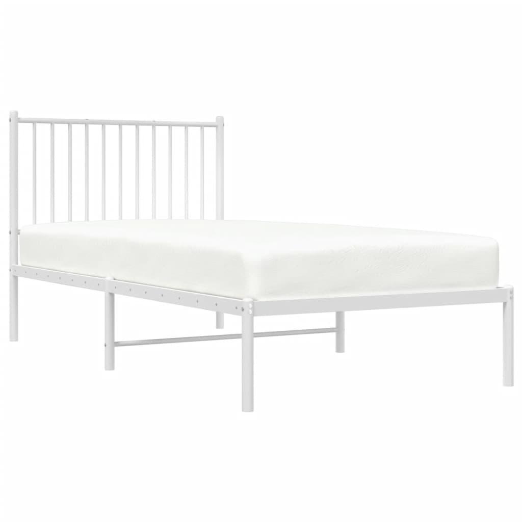 Metal Bed Frame without Mattress with Headboard White 90x190 cm