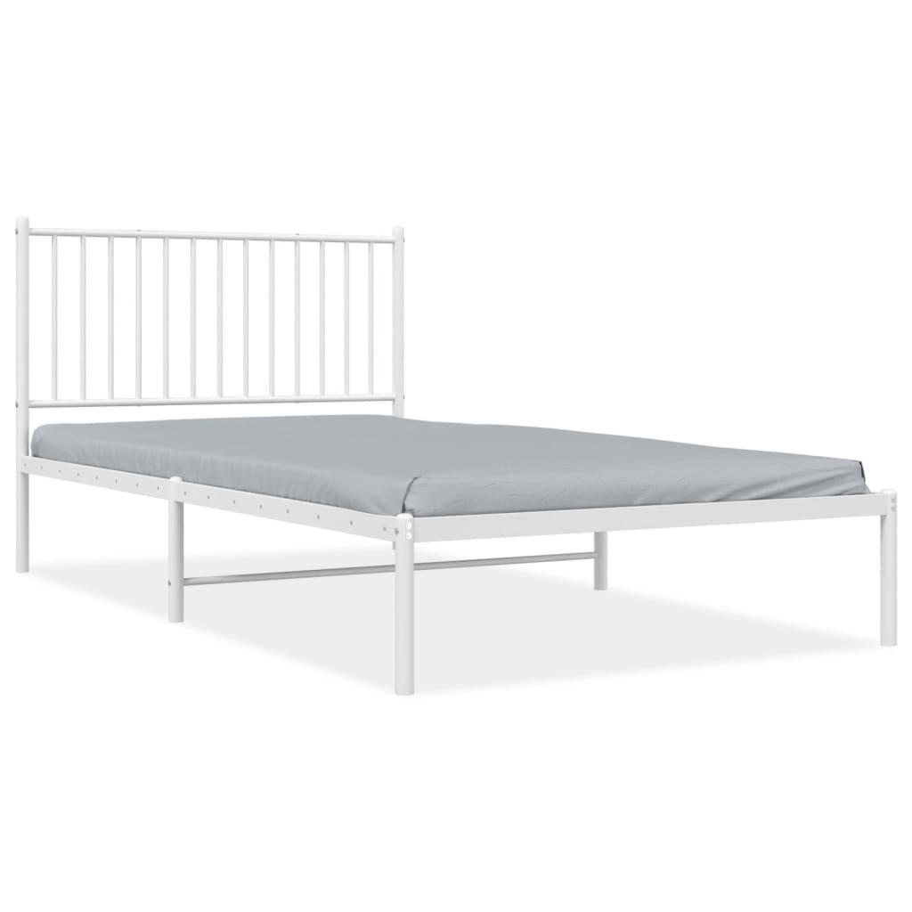 Metal Bed Frame without Mattress with Headboard White 107x203 cm King Single