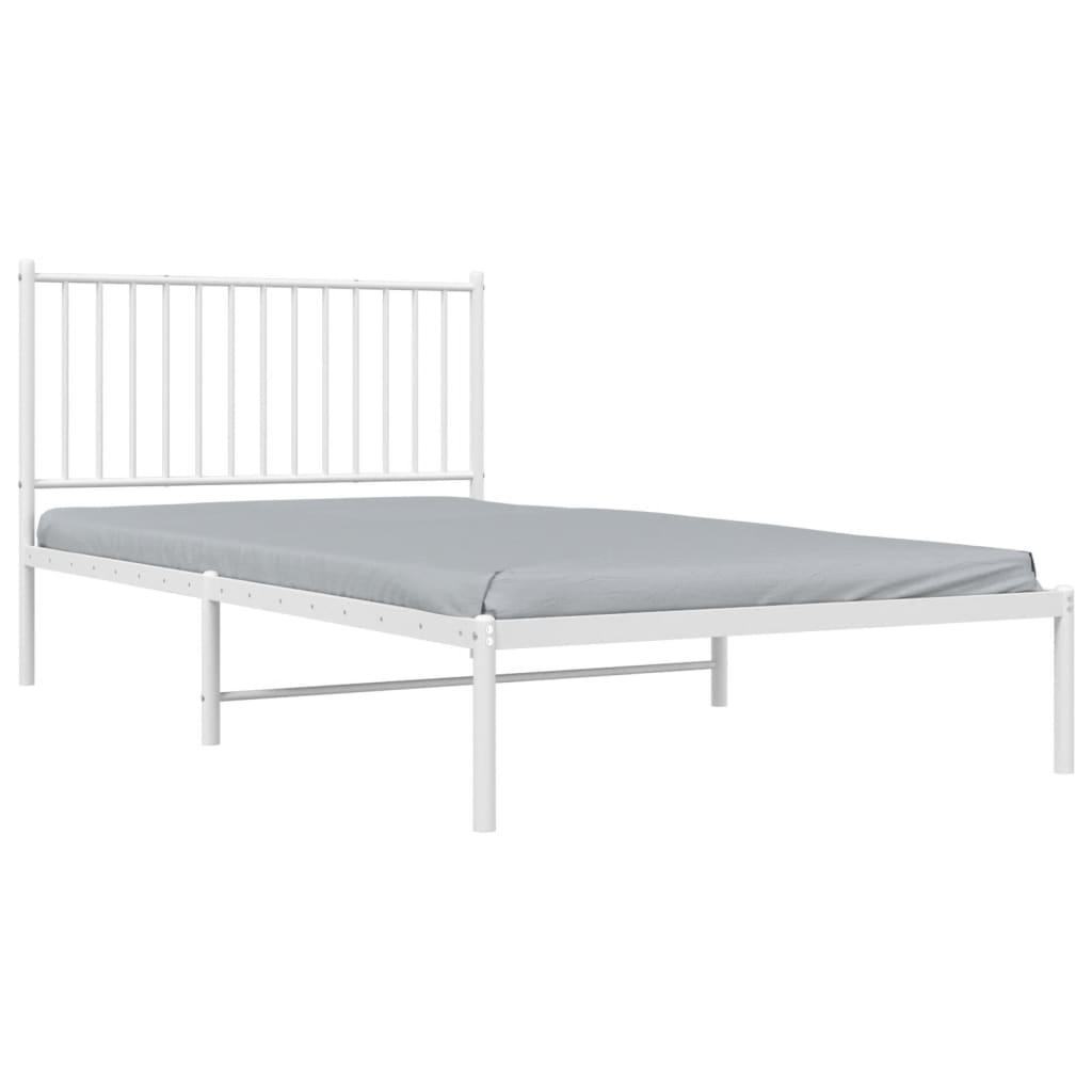 Metal Bed Frame without Mattress with Headboard White 107x203 cm King Single