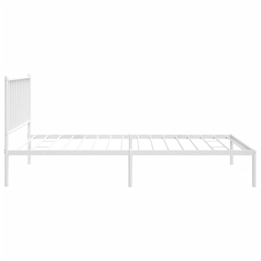Metal Bed Frame without Mattress with Headboard White 107x203 cm King Single