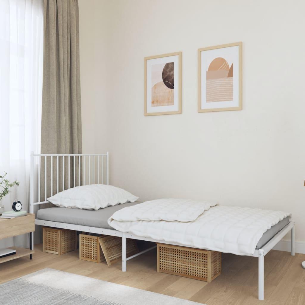 Metal Bed Frame without Mattress with Headboard White 107x203 cm King Single