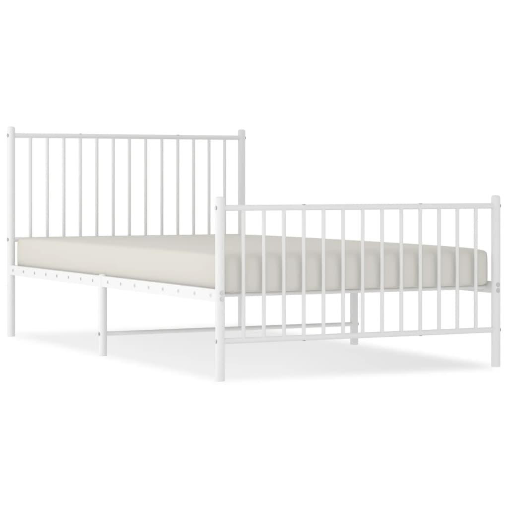Metal Bed Frame without Mattress with Footboard White 107x203 cm King Single