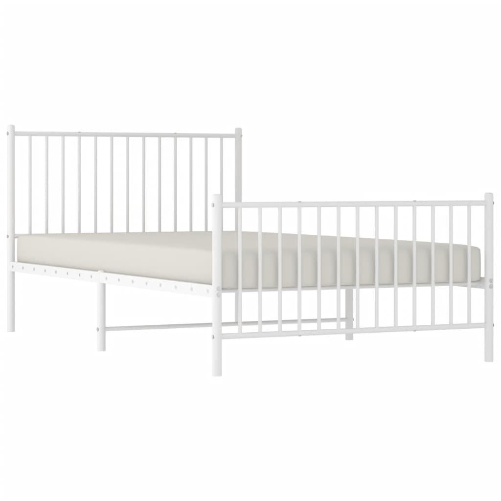 Metal Bed Frame without Mattress with Footboard White 107x203 cm King Single