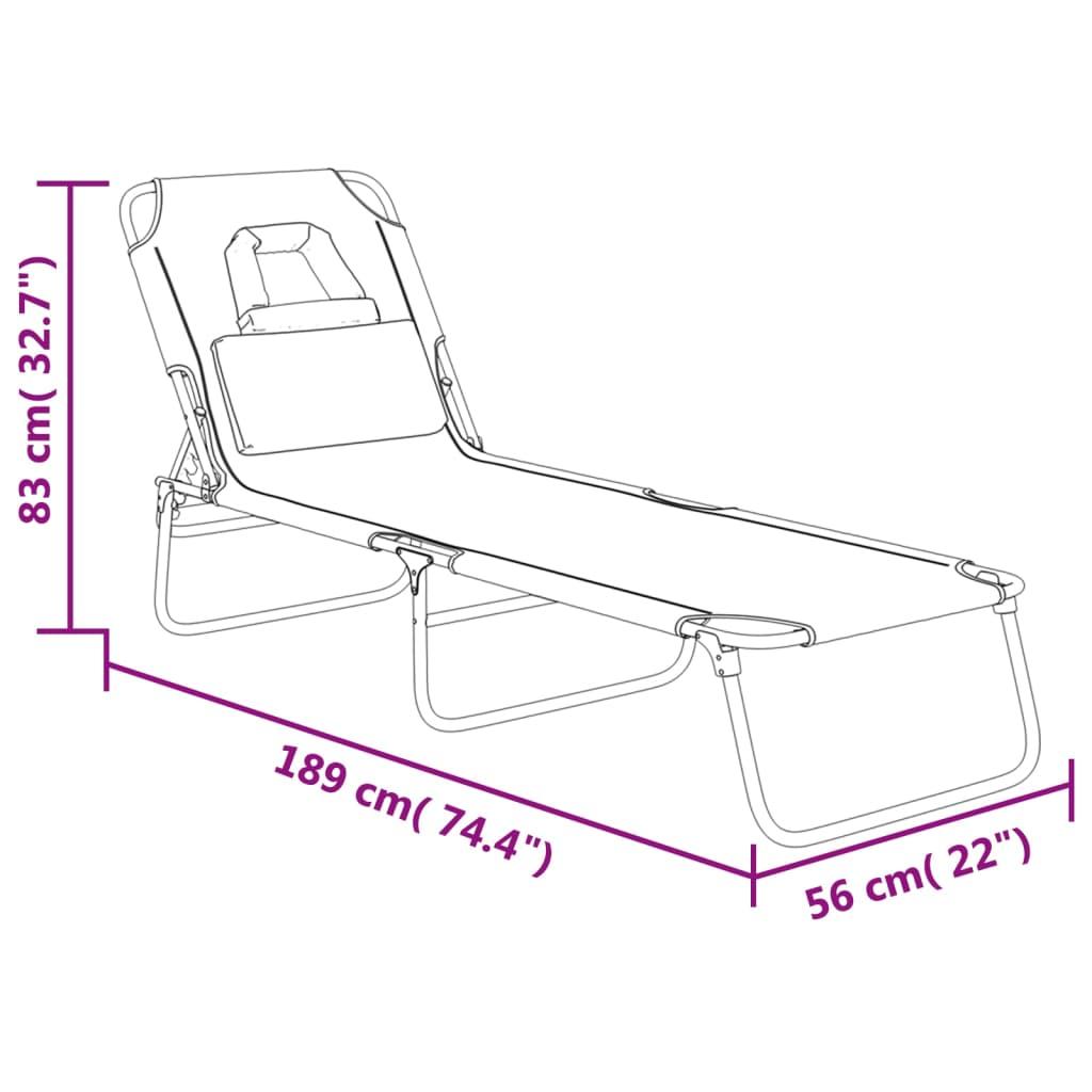 Folding Sun Lounger Blue Oxford Fabric and Powder-coated Steel