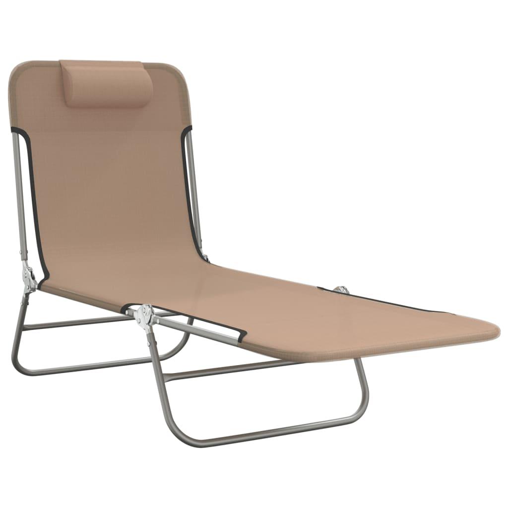 Folding Sun Loungers 2 pcs Taupe Textilene and Steel