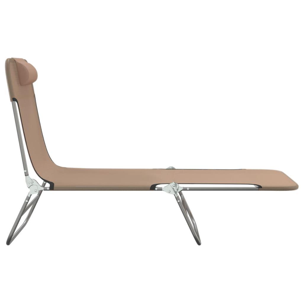 Folding Sun Loungers 2 pcs Taupe Textilene and Steel