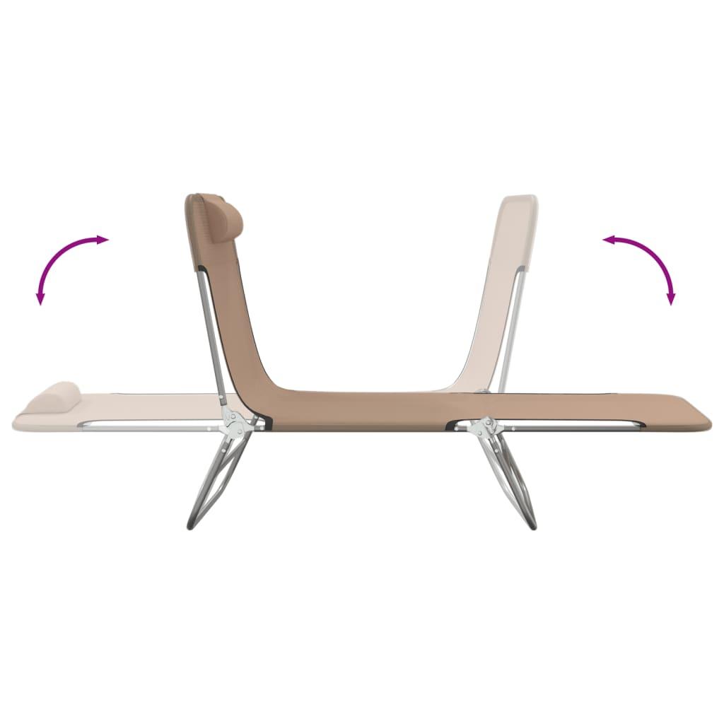 Folding Sun Loungers 2 pcs Taupe Textilene and Steel