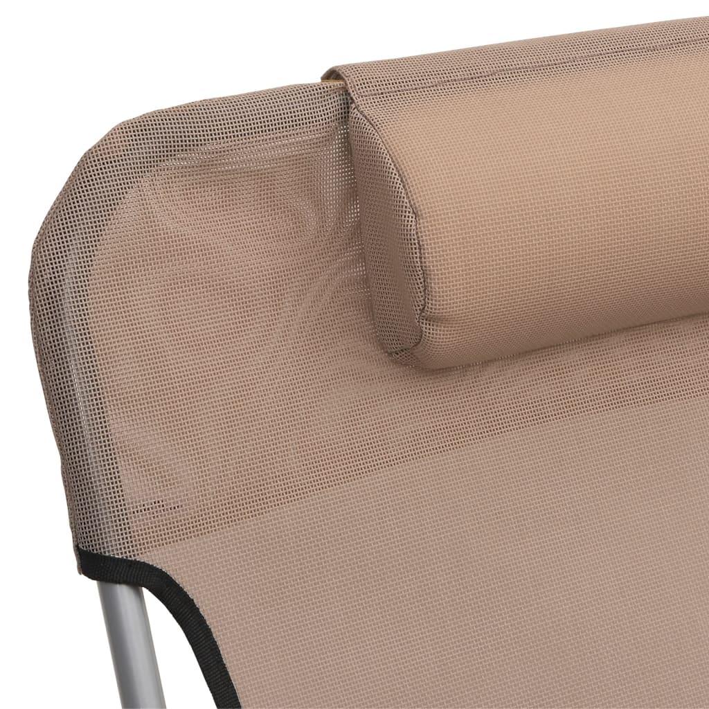 Folding Sun Loungers 2 pcs Taupe Textilene and Steel