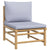 3 Piece Garden Lounge Set with Light Grey Cushions Bamboo