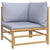 2 Piece Garden Lounge Set with Light Grey Cushions Bamboo