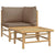 2 Piece Garden Lounge Set with Taupe Cushions Bamboo
