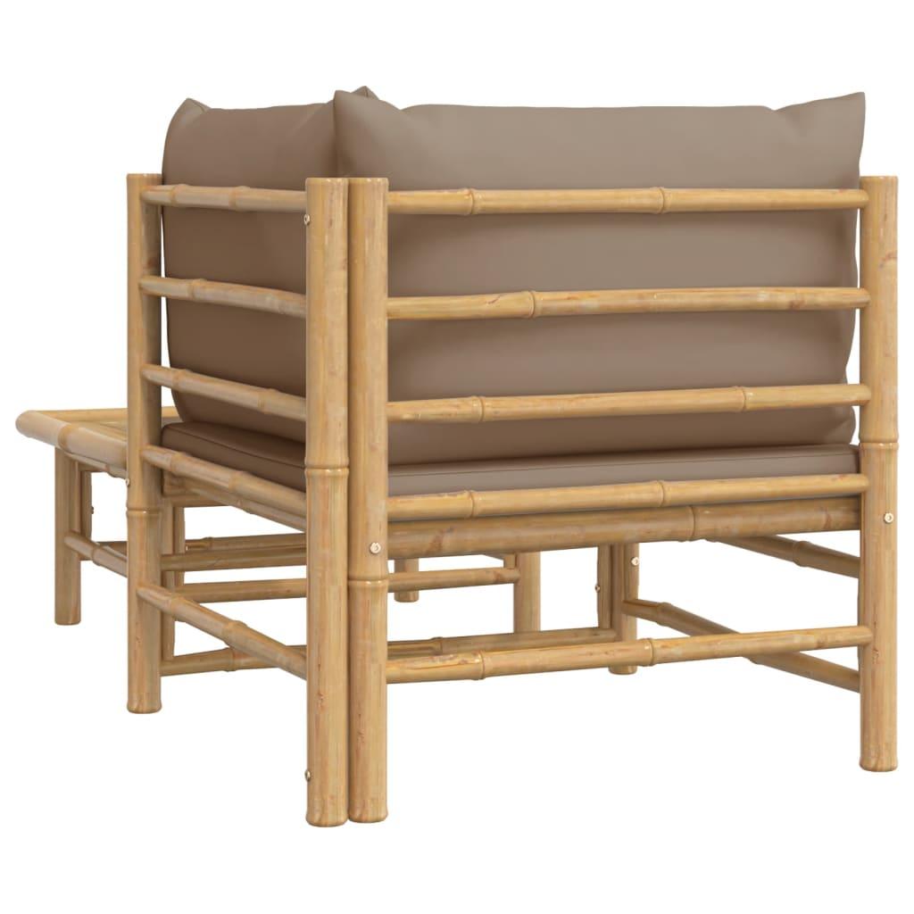 2 Piece Garden Lounge Set with Taupe Cushions Bamboo