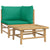 2 Piece Garden Lounge Set with Green Cushions Bamboo