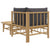 2 Piece Garden Lounge Set with Dark Grey Cushions Bamboo