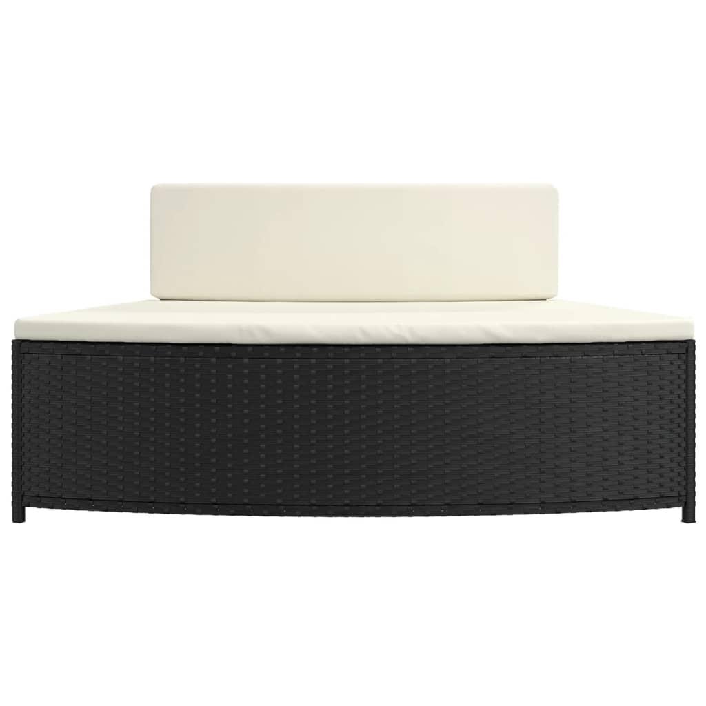 Spa Benches with Cushions 2 pcs Black Poly Rattan