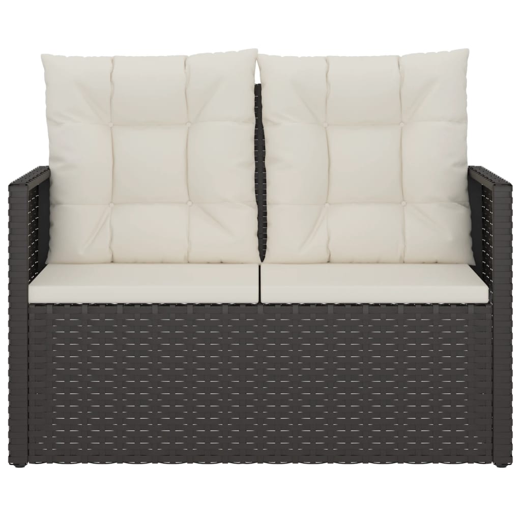 Garden Bench with Cushions Black 105 cm Poly Rattan