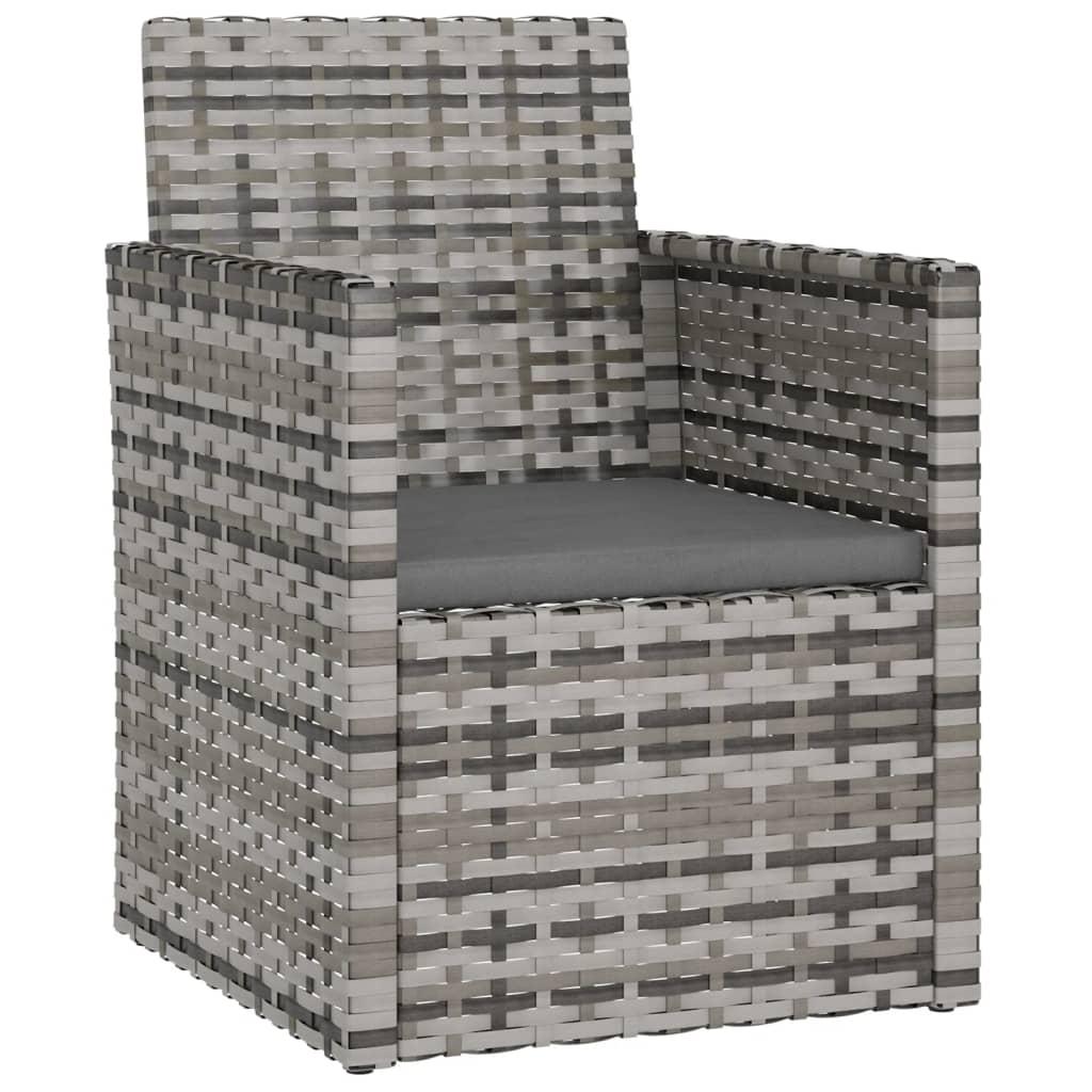 Garden Armchair with Cushion Grey Poly Rattan