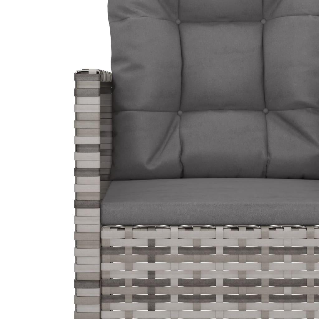 Garden Armchair with Cushions Grey Poly Rattan