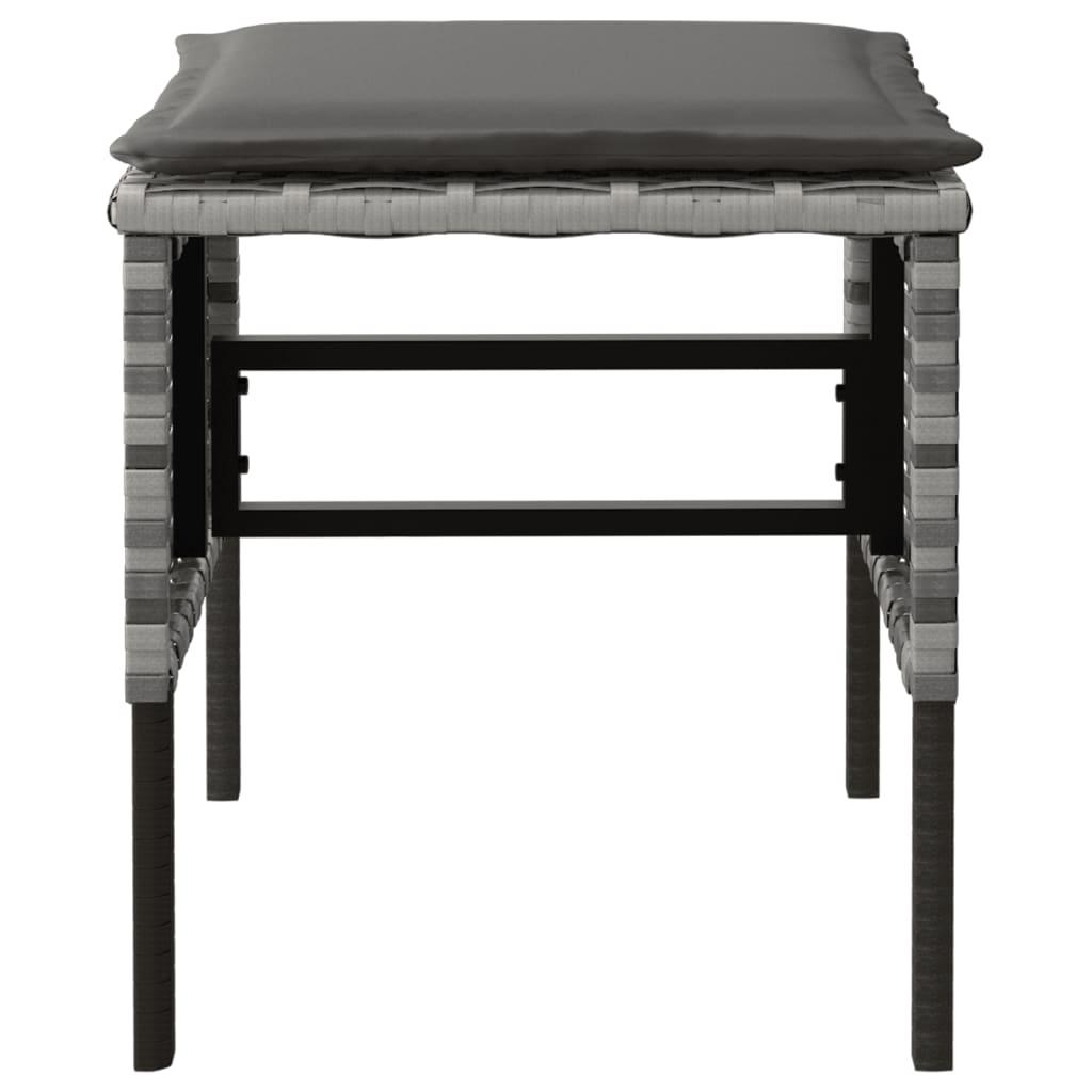 Garden Footstools with Cushions 4 pcs Grey Poly Rattan