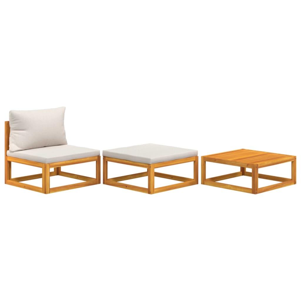 3 Piece Garden Lounge Set with Cushions Solid Wood Acacia