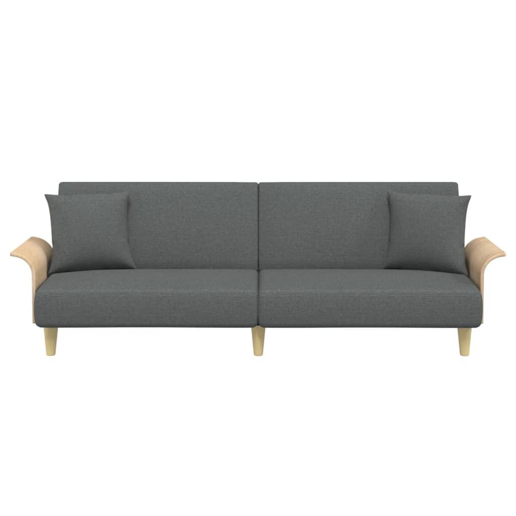 Sofa Bed with Armrests Dark Grey Fabric