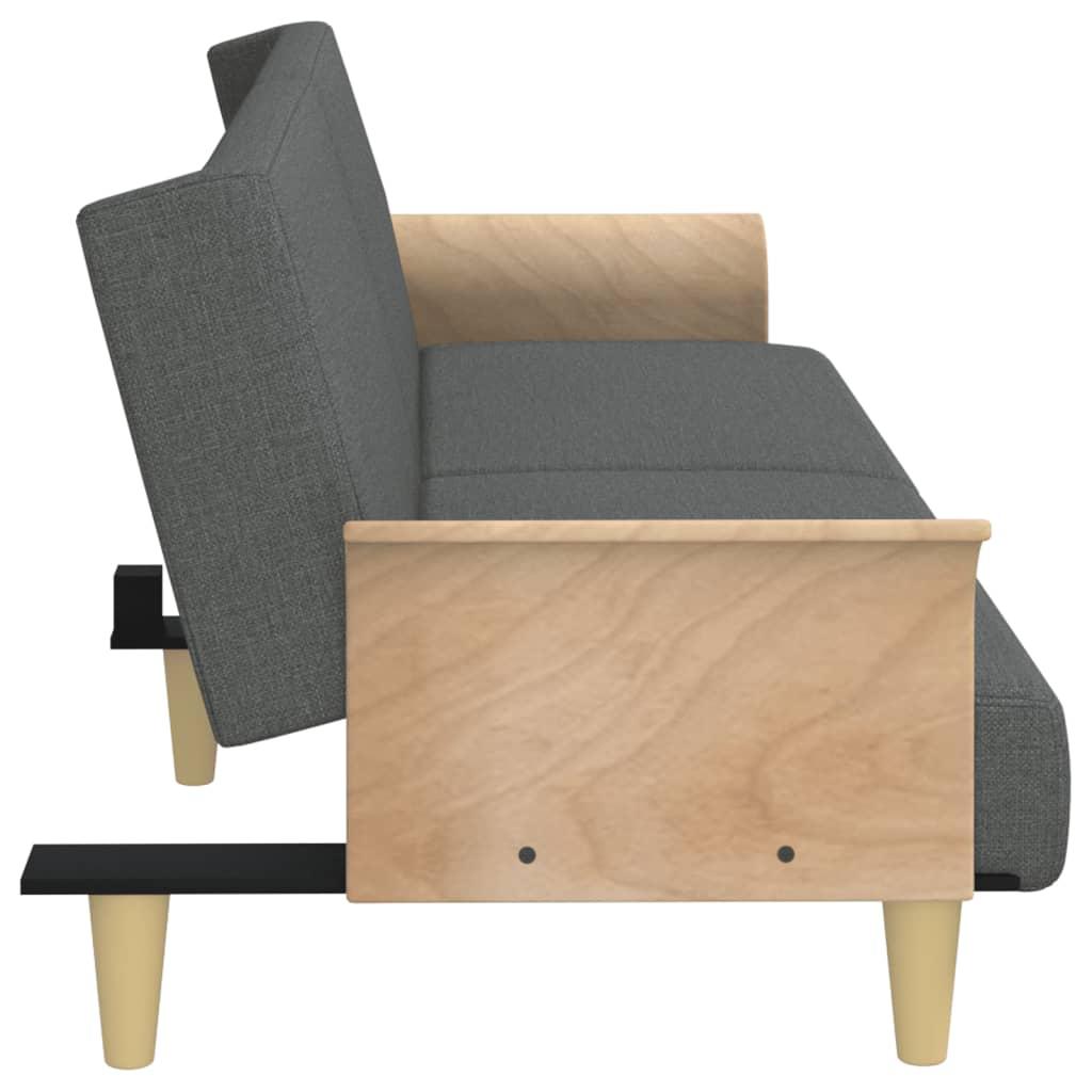 Sofa Bed with Armrests Dark Grey Fabric