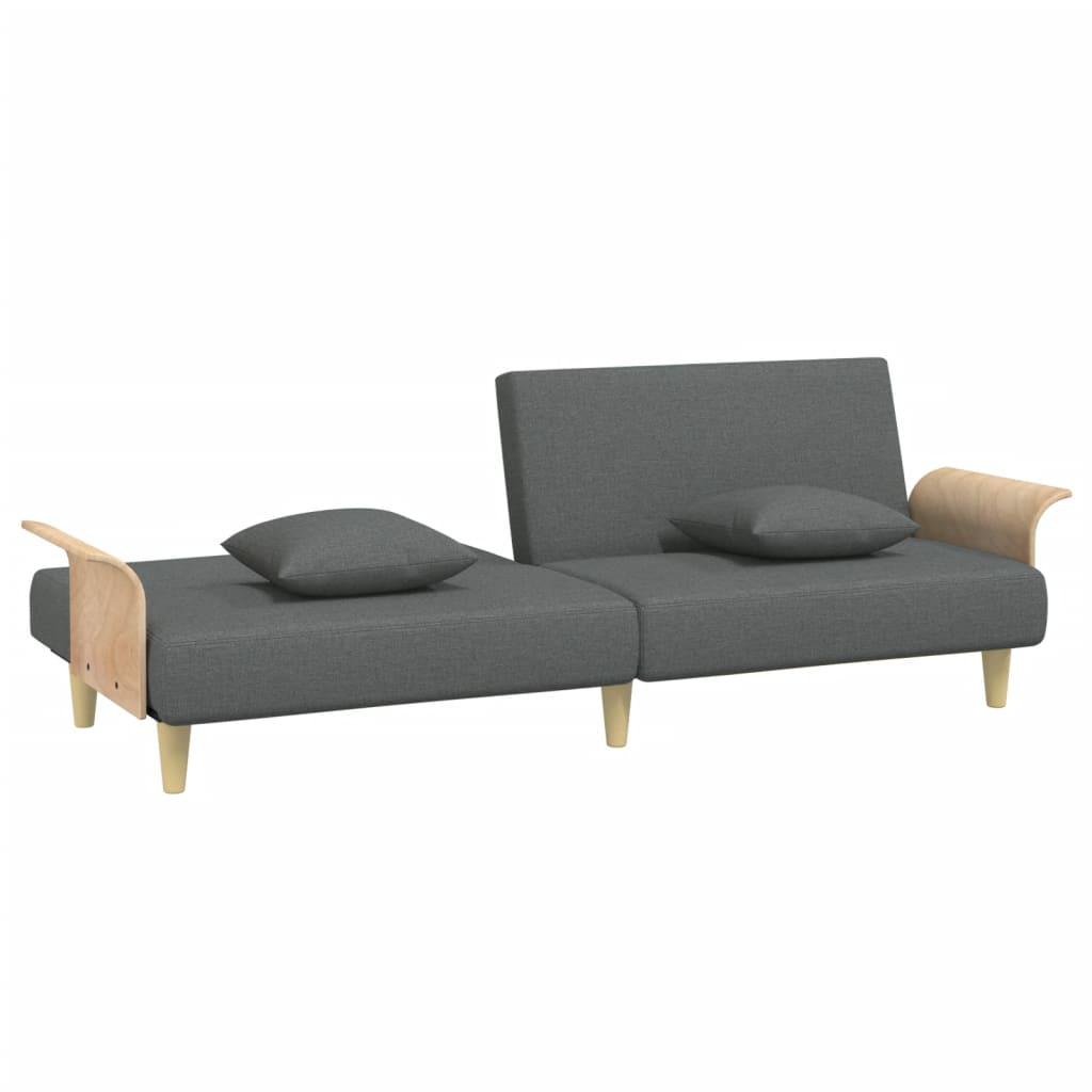 Sofa Bed with Armrests Dark Grey Fabric