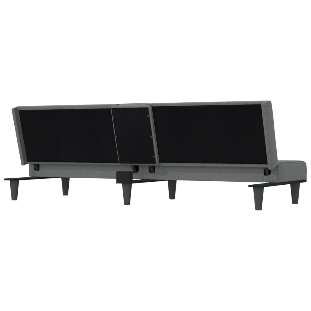 Sofa Bed with Cup Holders Dark Grey Fabric