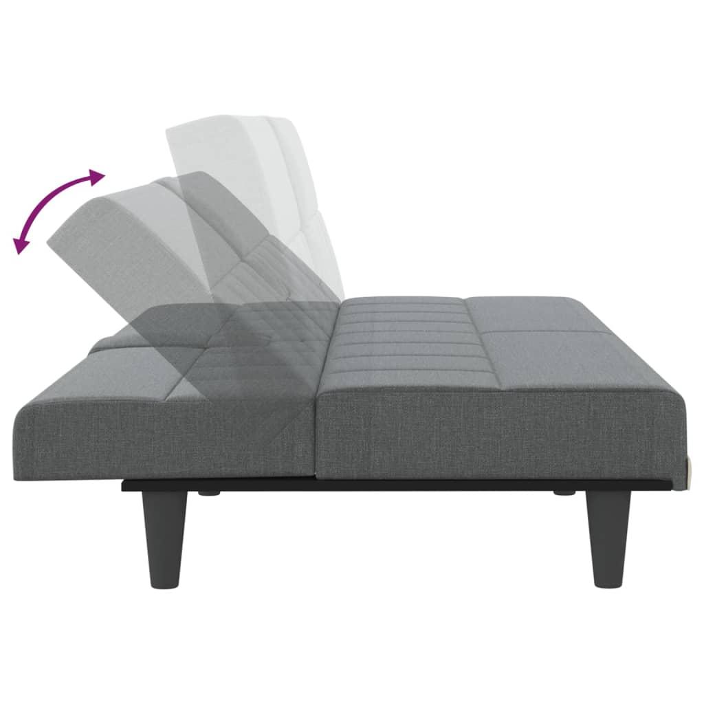 Sofa Bed with Cup Holders Dark Grey Fabric