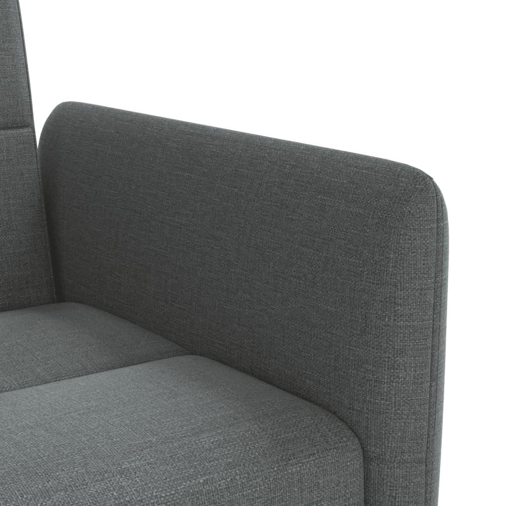 Sofa Bed with Cup Holders Dark Grey Fabric