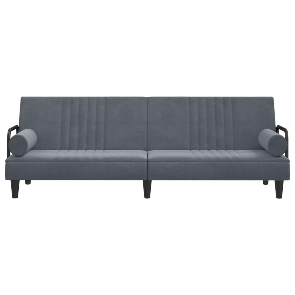 Sofa Bed with Armrests Dark Grey Velvet