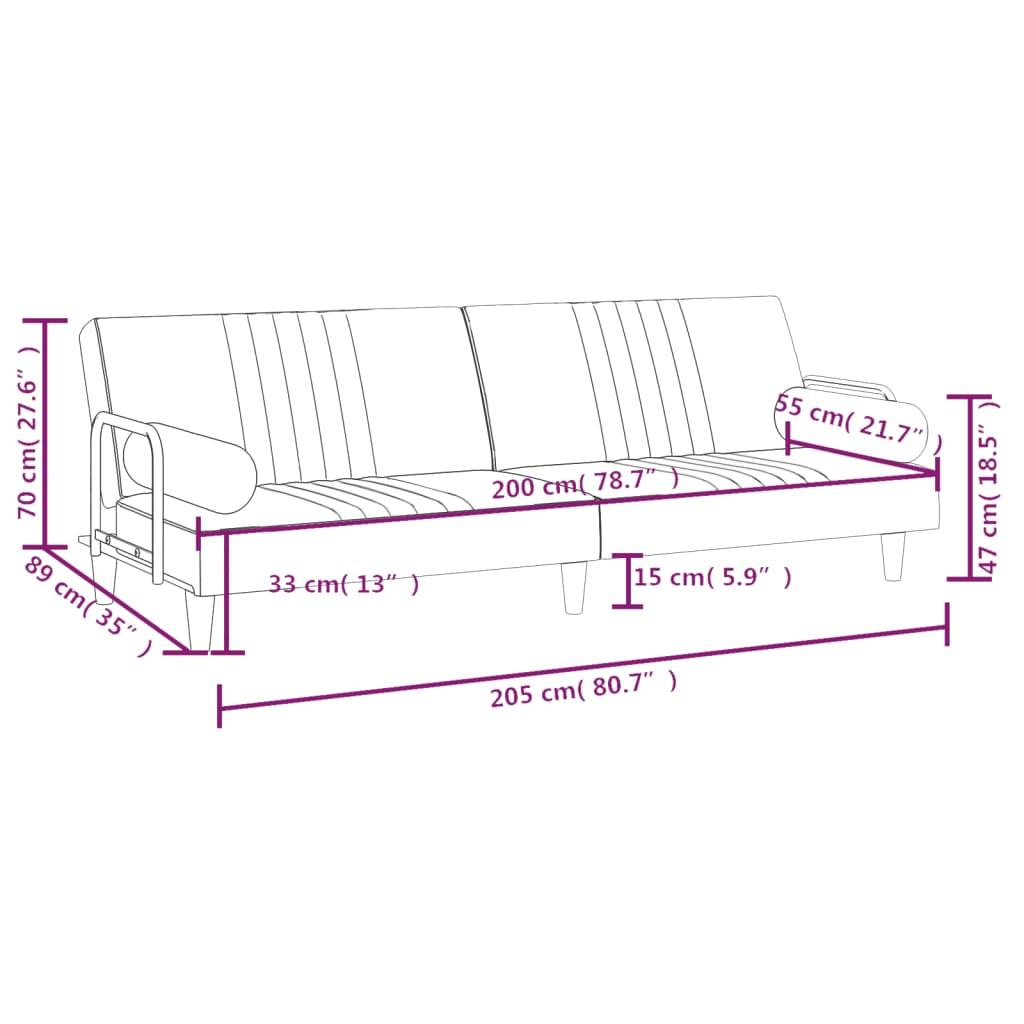 Sofa Bed with Armrests Black Velvet