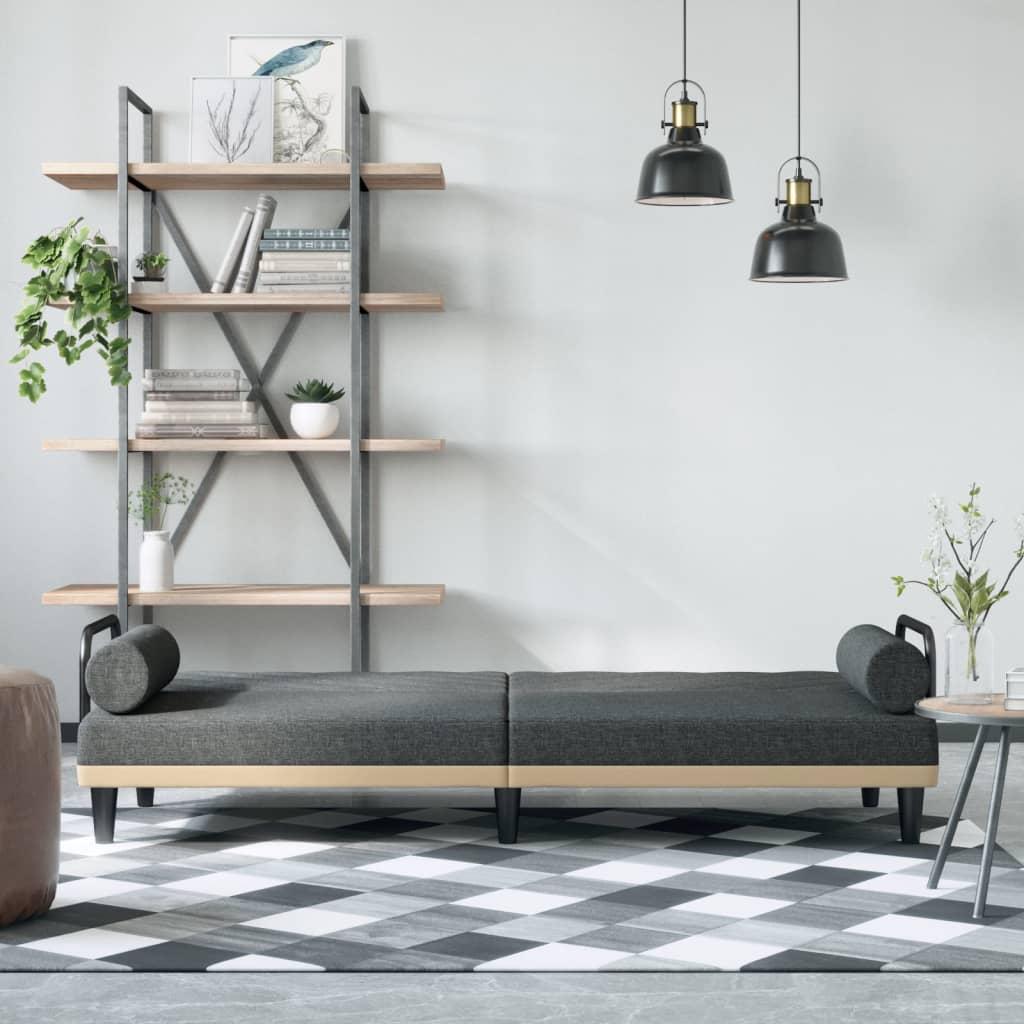 Sofa Bed with Armrests Dark Grey Fabric