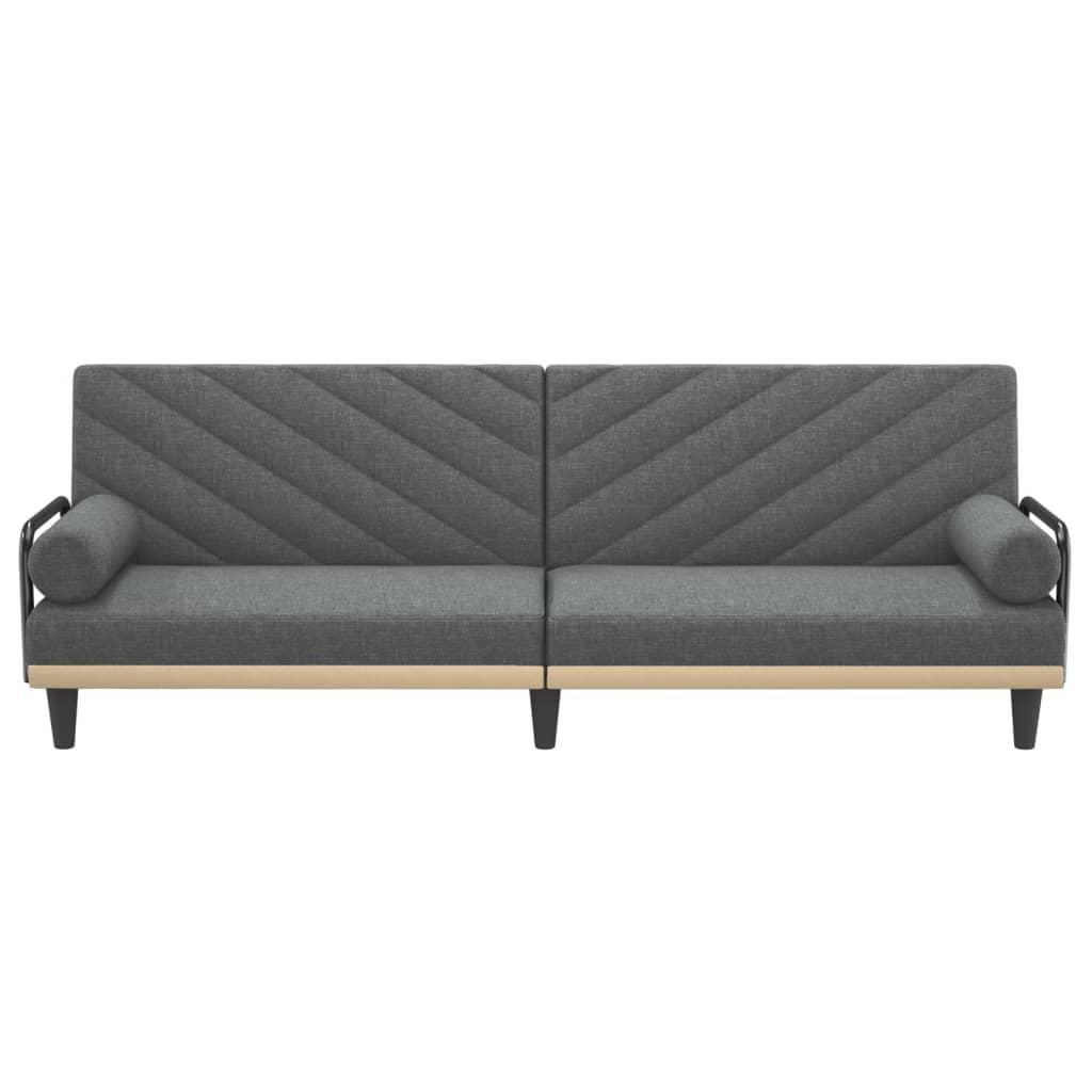 Sofa Bed with Armrests Dark Grey Fabric