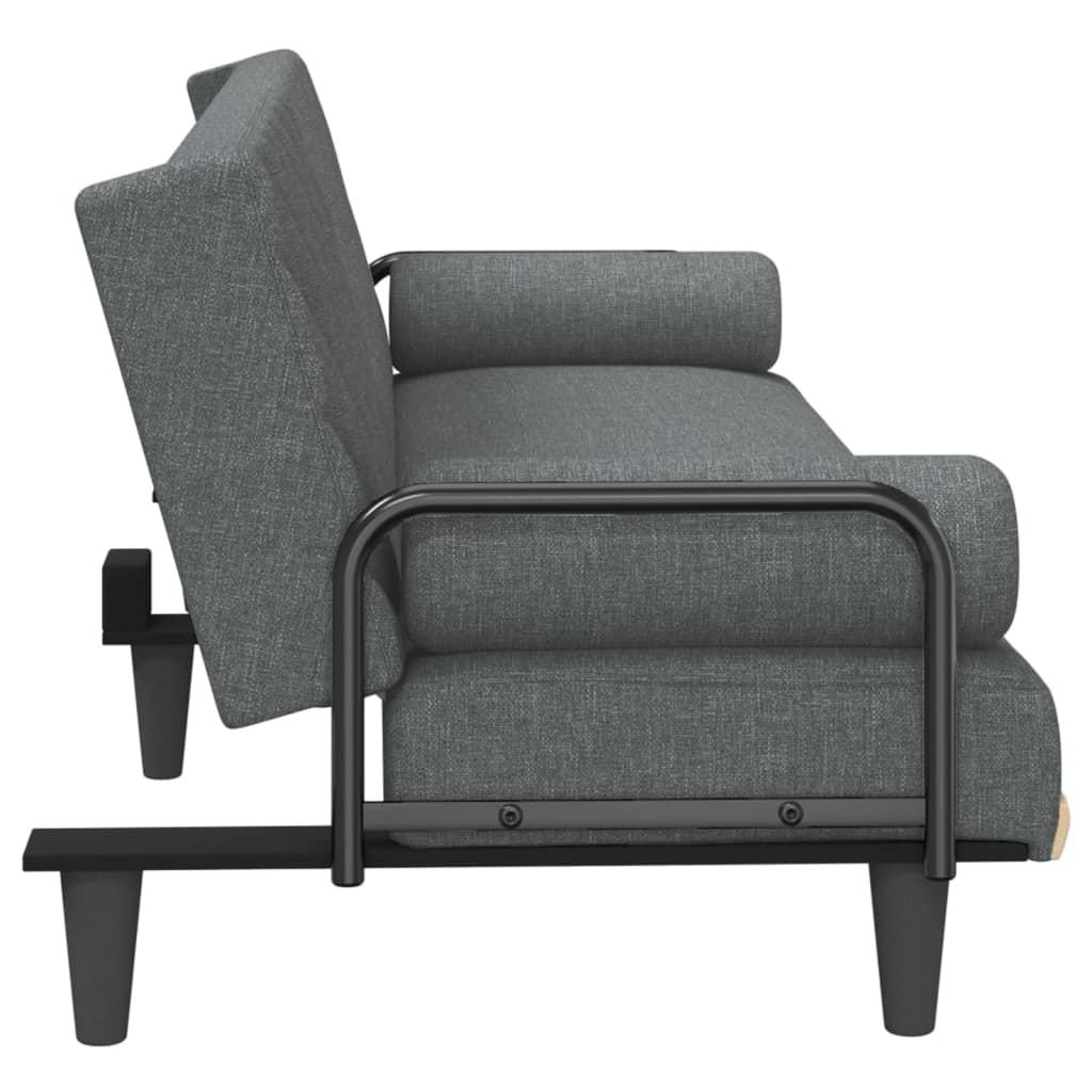 Sofa Bed with Armrests Dark Grey Fabric