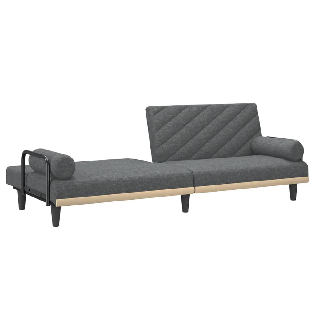 Sofa Bed with Armrests Dark Grey Fabric