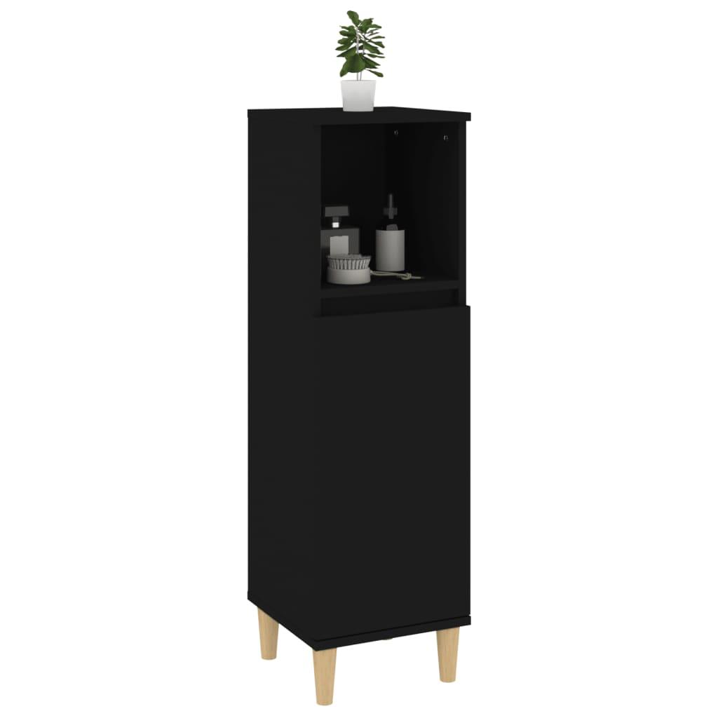 Bathroom Cabinet Black 30x30x100 cm Engineered Wood