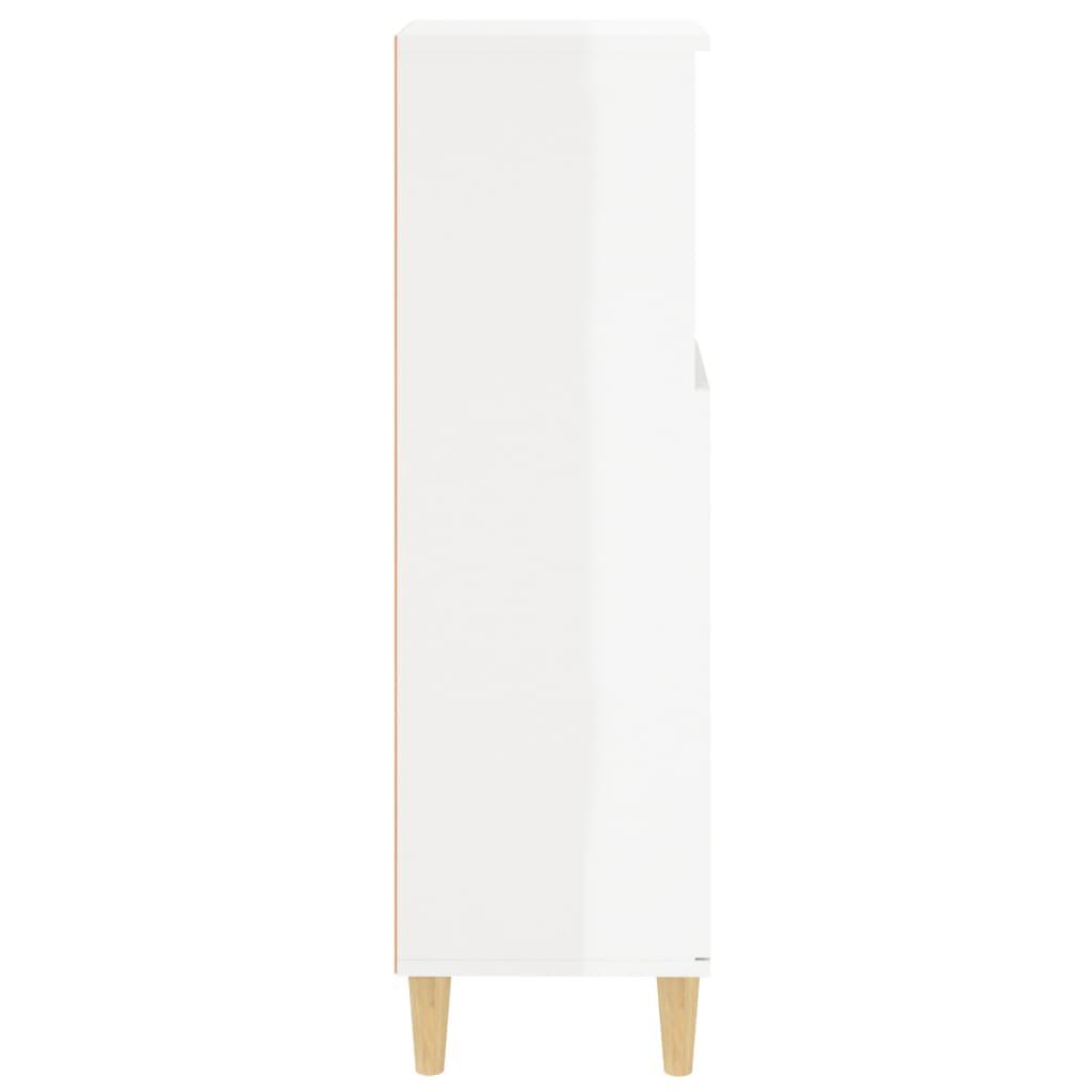 Bathroom Cabinet High Gloss White 30x30x100 cm Engineered Wood